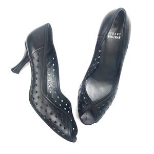 STUART WEITZMAN perforated peep toe heels